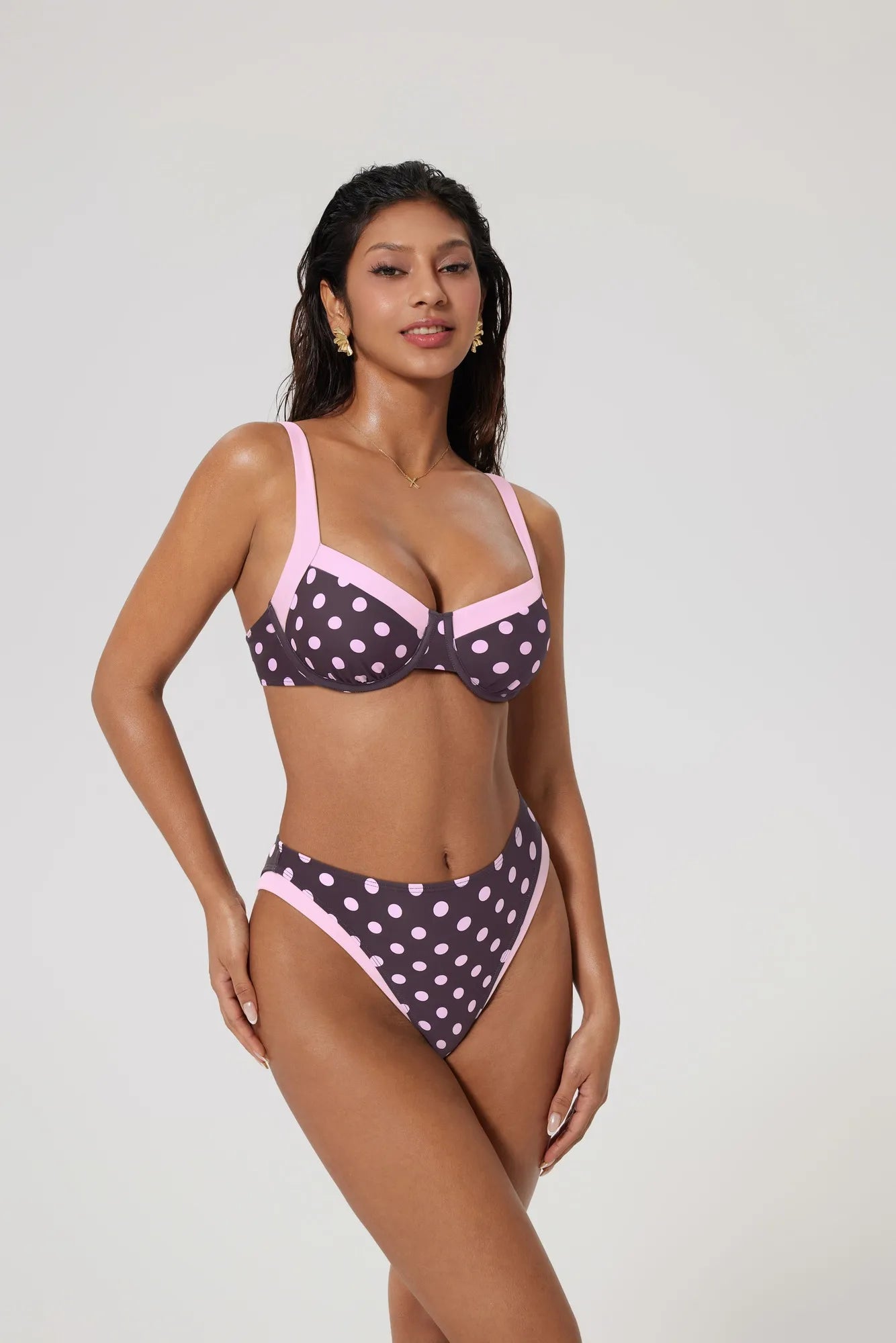 Color Block Underwire 2 Piece Swimsuit