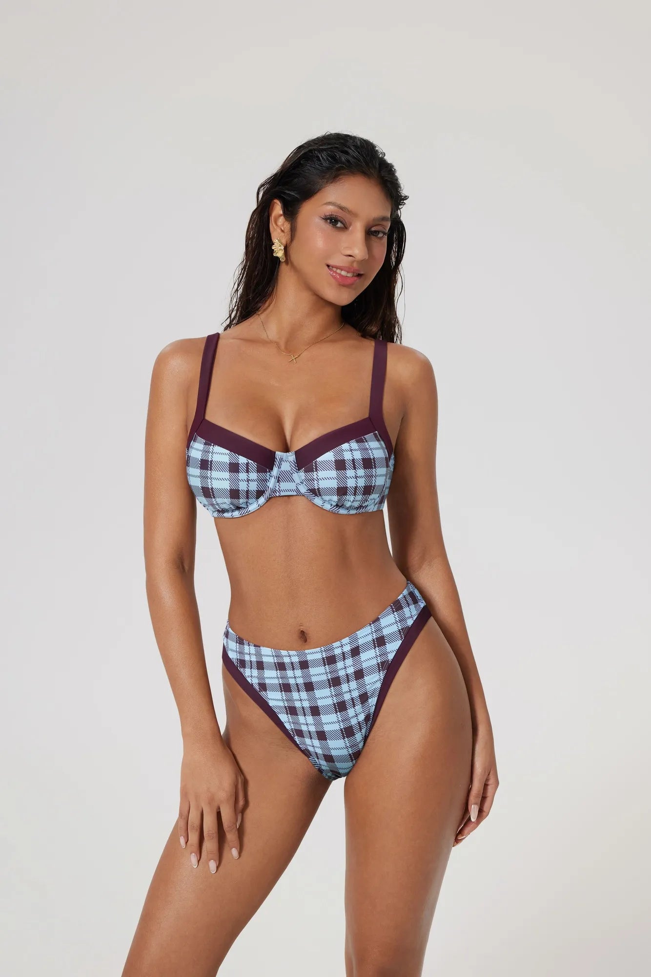 Color Block Underwire 2 Piece Swimsuit