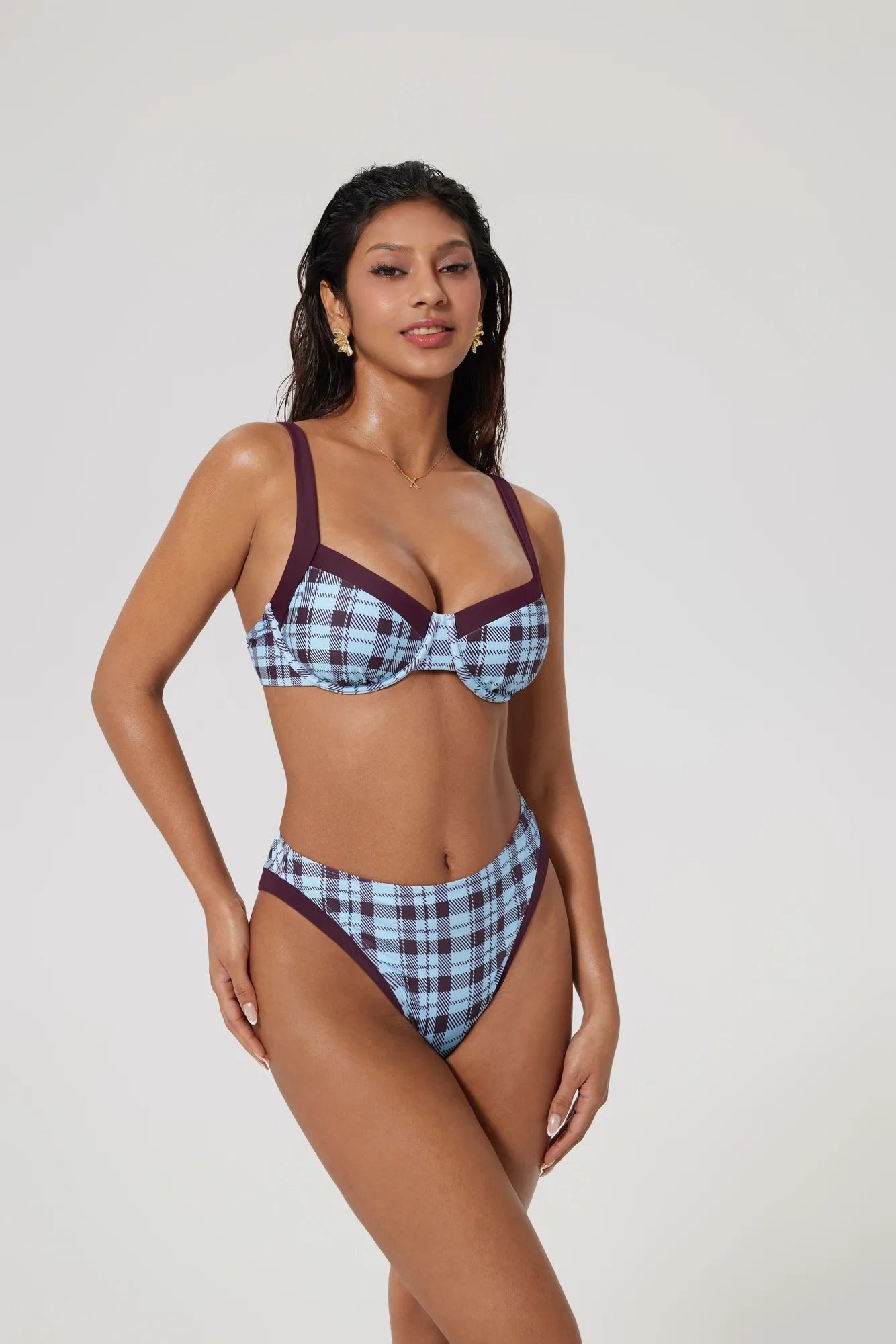 Color Block Underwire 2 Piece Swimsuit