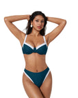 Color Block Underwire 2 Piece Swimsuit