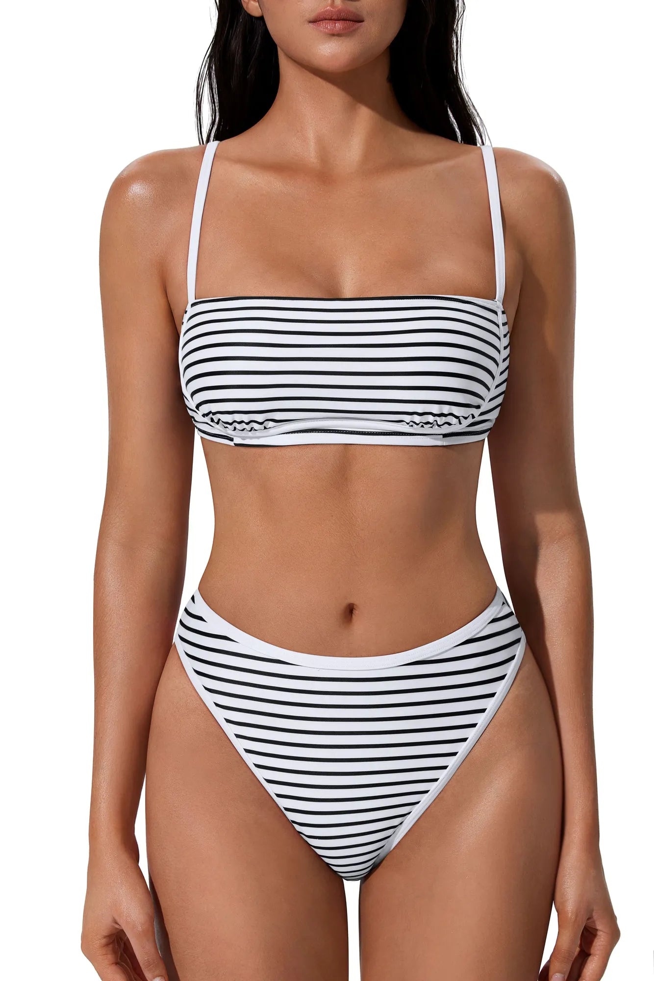 Bandeau High Waisted Bikini Set 2 Piece Swimsuits-SUUKSESS-SUUKSESS