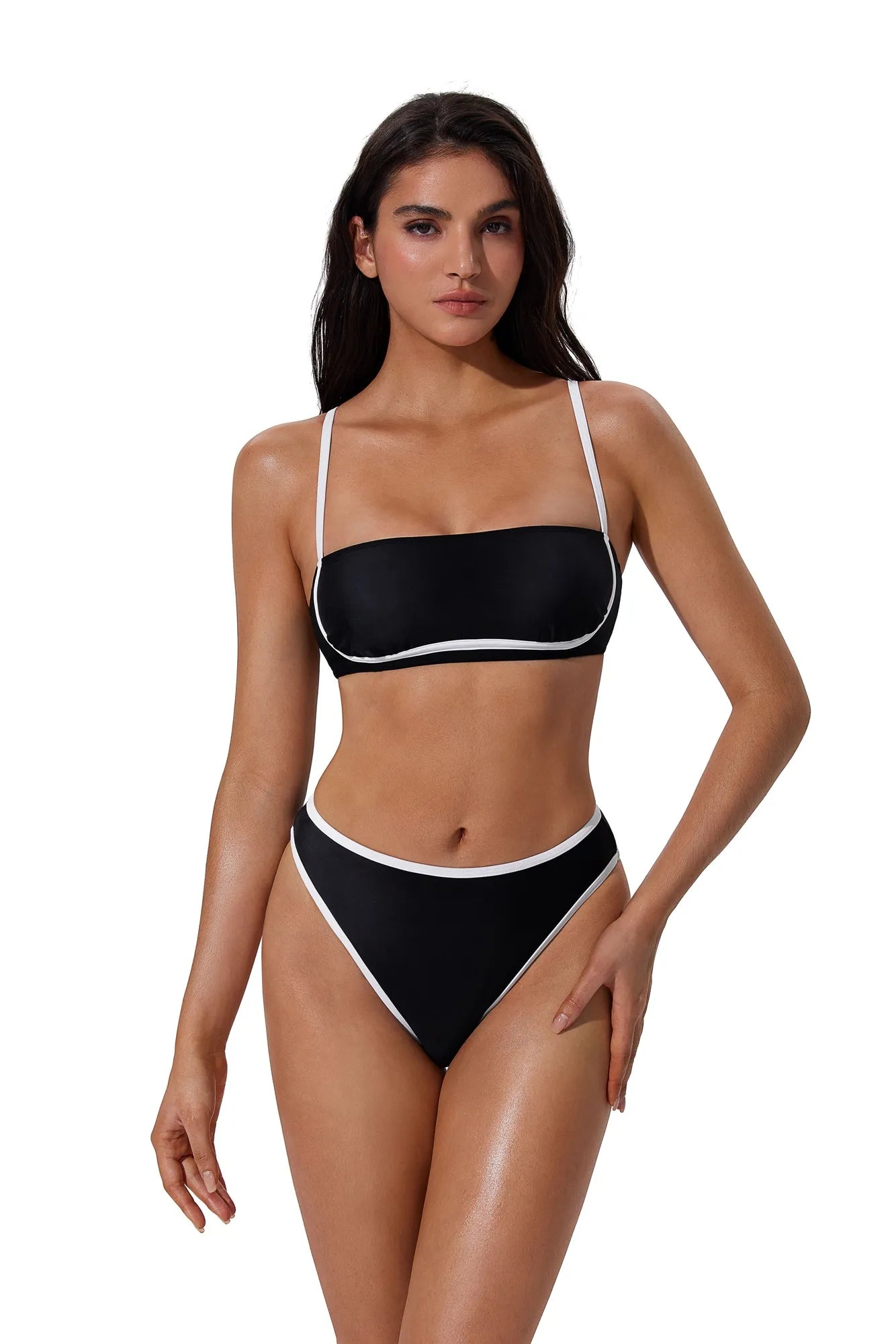 Bandeau High Waisted Bikini Set 2 Piece Swimsuits-SUUKSESS-SUUKSESS