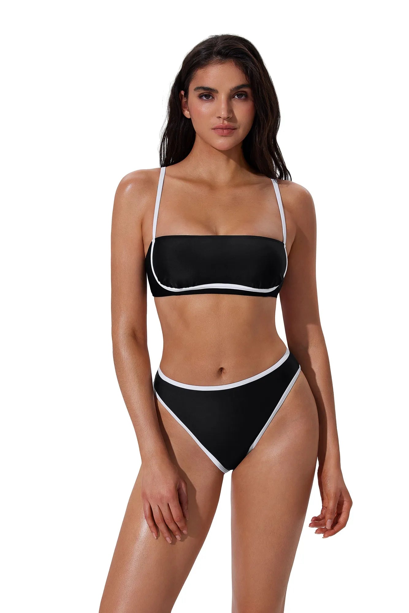 Bandeau High Waisted Bikini Set 2 Piece Swimsuits-SUUKSESS-SUUKSESS