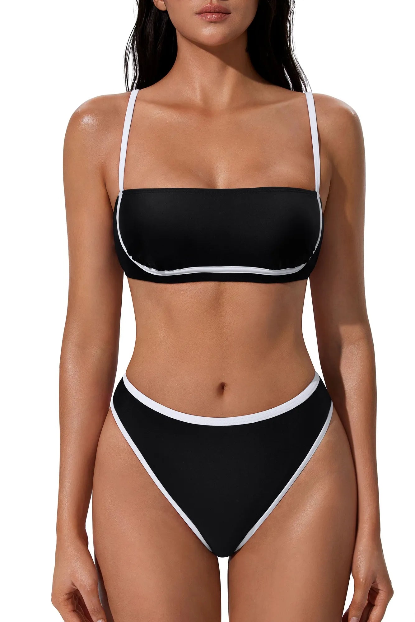 Bandeau High Waisted Bikini Set 2 Piece Swimsuits-SUUKSESS-SUUKSESS