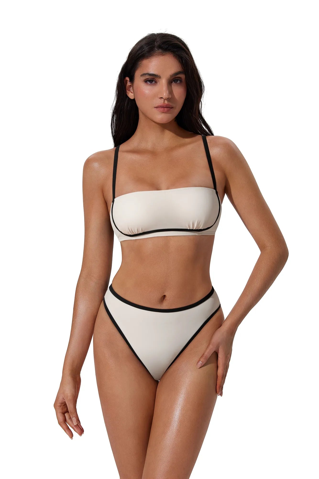Bandeau High Waisted Bikini Set 2 Piece Swimsuits-SUUKSESS-SUUKSESS