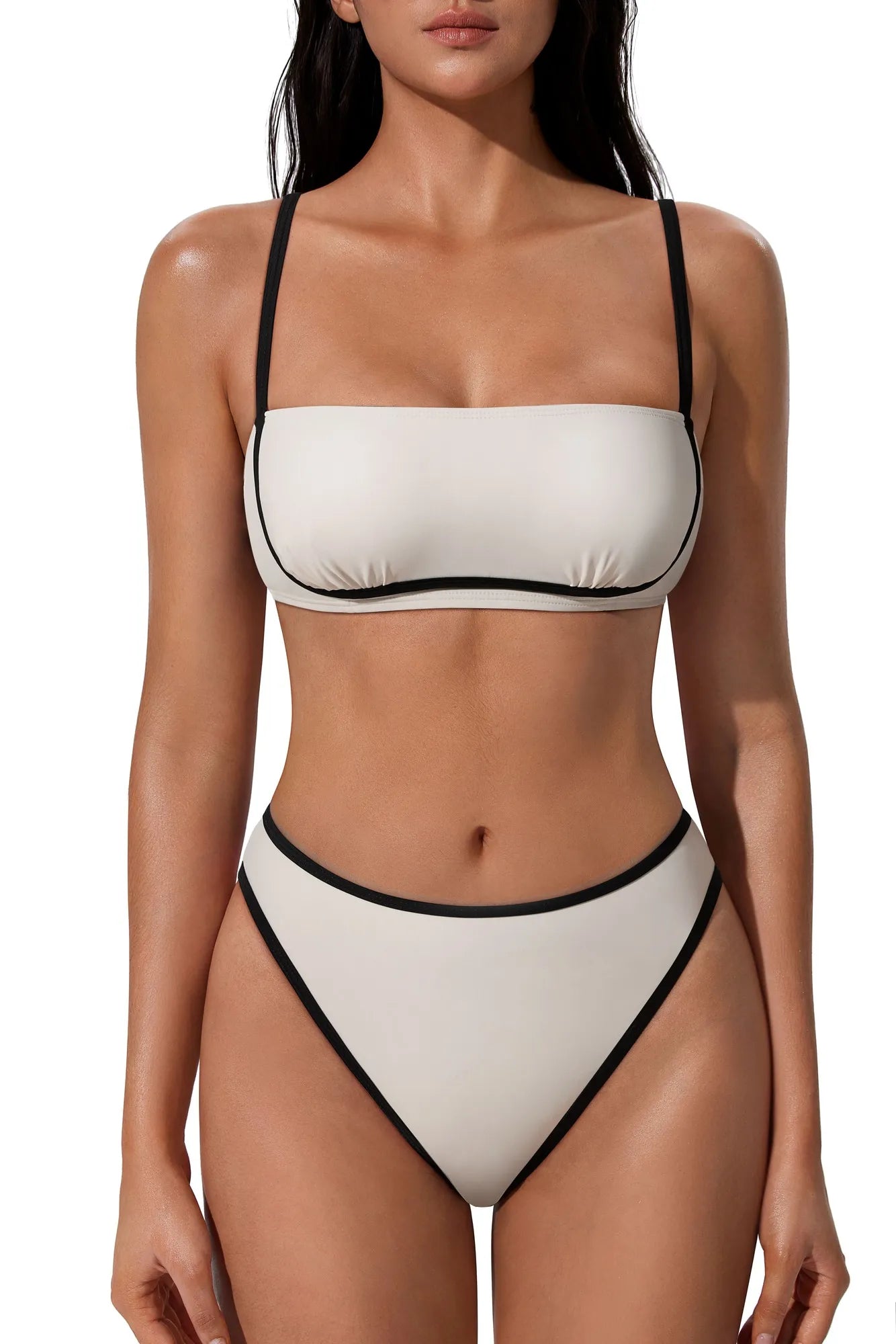 Bandeau High Waisted Bikini Set 2 Piece Swimsuits-SUUKSESS-SUUKSESS