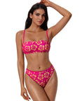 Bandeau High Waisted Bikini Set 2 Piece Swimsuits-SUUKSESS-Pink Yellow Floral-S-SUUKSESS