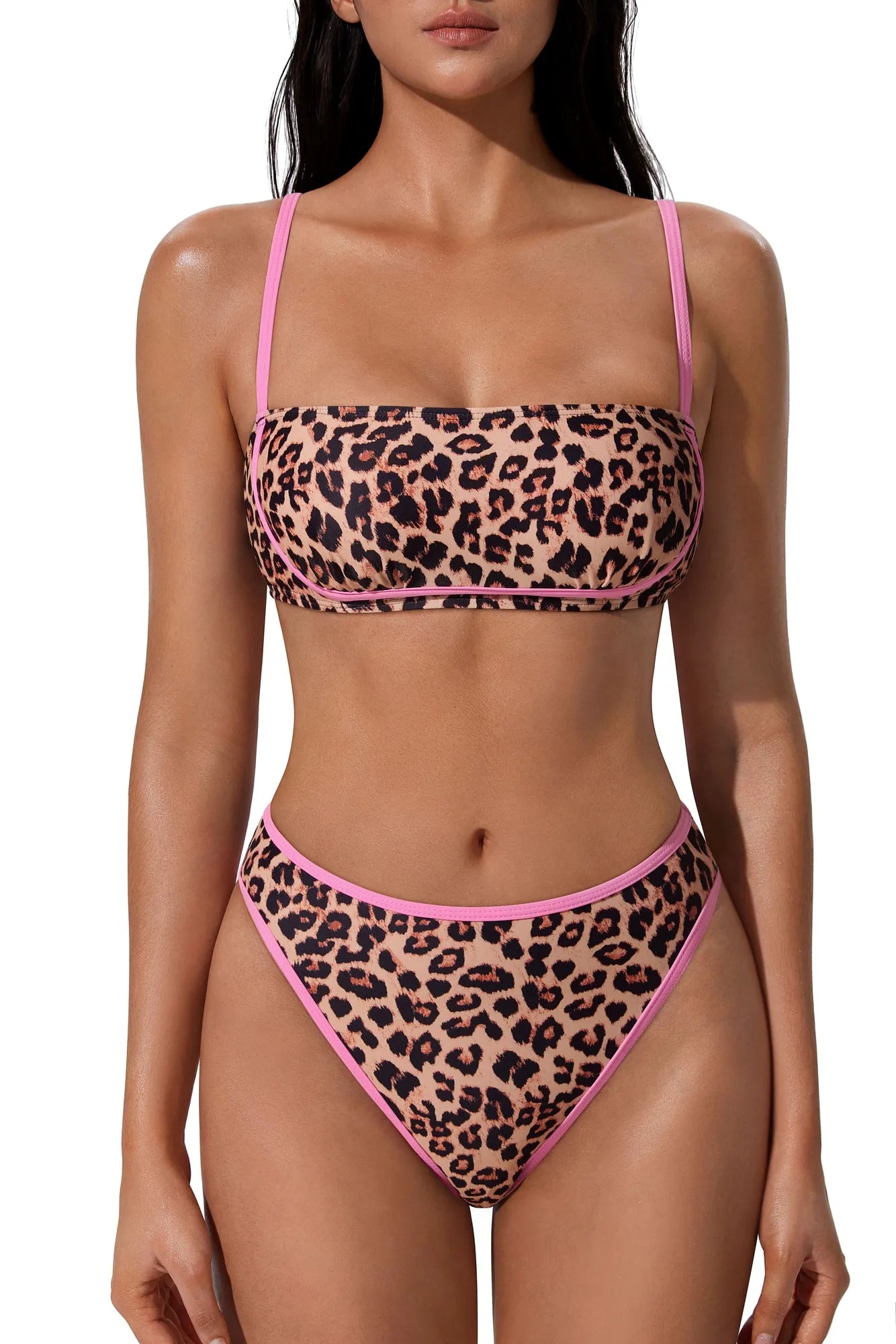 Bandeau High Waisted Bikini Set 2 Piece Swimsuits-SUUKSESS-SUUKSESS