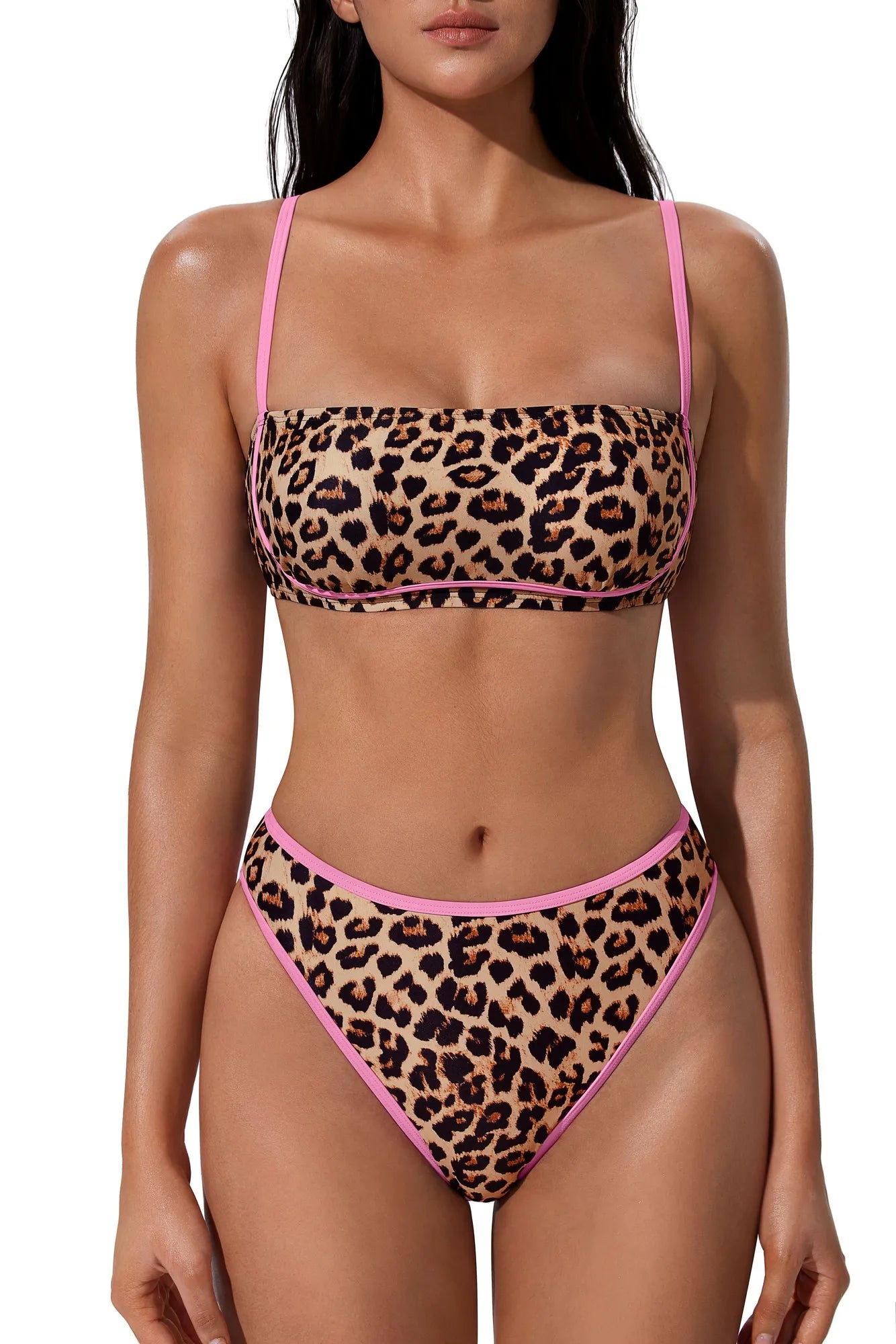 Bandeau High Waisted Bikini Set 2 Piece Swimsuits-SUUKSESS-SUUKSESS