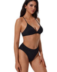 Triangle Textured High 2 Piece Bikini-SUUKSESS-SUUKSESS