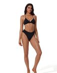 Triangle Textured High 2 Piece Bikini-SUUKSESS-SUUKSESS