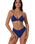 Triangle Textured High 2 Piece Bikini-SUUKSESS-Royal Blue-S-SUUKSESS