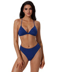 Triangle Textured High 2 Piece Bikini-SUUKSESS-SUUKSESS