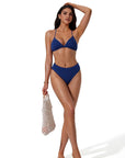 Triangle Textured High 2 Piece Bikini-SUUKSESS-SUUKSESS