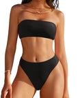 Cheeky 2 Piece Bandeau Bikini Set-SUUKSESS-Black-S-SUUKSESS