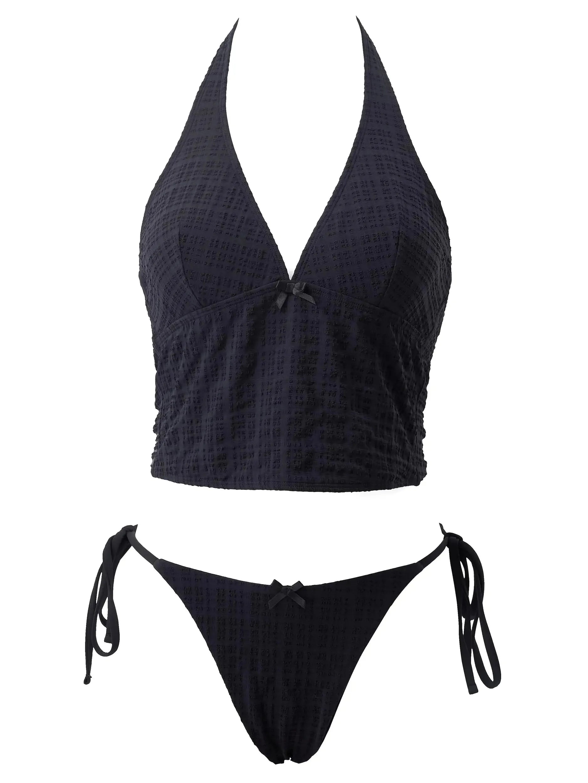 Halter String Cheeky Thong Bikini Set-SUUKSESS-SUUKSESS