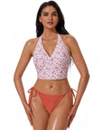 Halter String Cheeky Thong Bikini Set-SUUKSESS-Pink Floral-XS-SUUKSESS