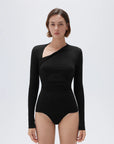 SUUKSESS Modal Cashmere Long Sleeve T Shirts for Women Ultralight Fall Fashion 2025 Trendy Asymmetric Neck Casual Tops-SUUKSESS-Black-XS-SUUKSESS