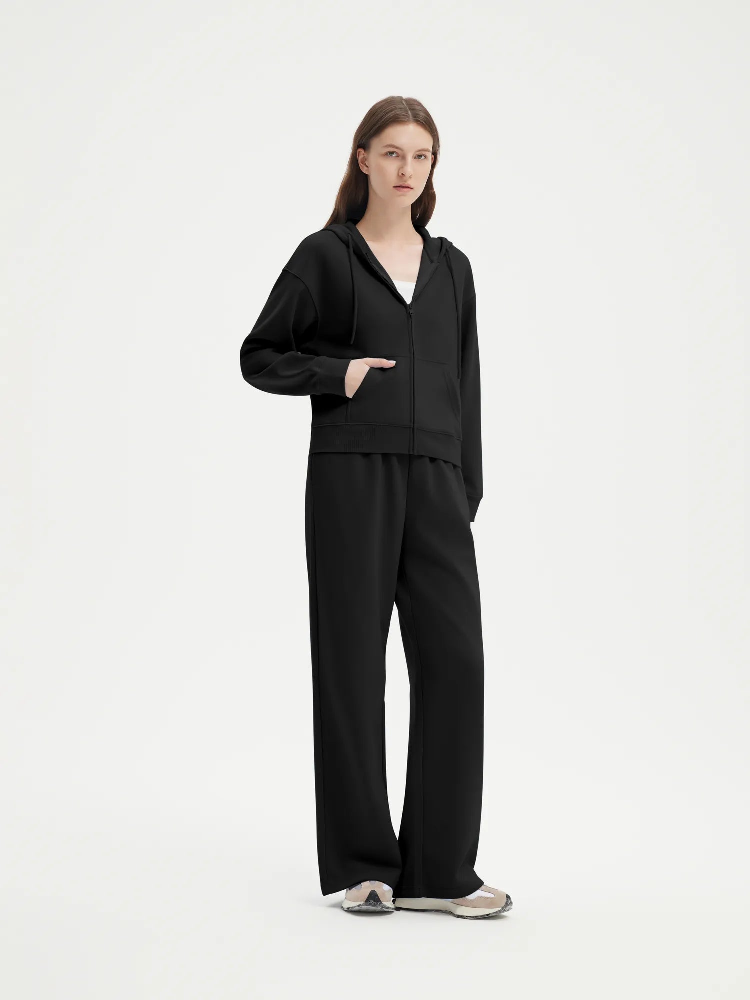 SUUKSESS Womens 2 Piece Outfits Zip Up Hoodie Sweatshirt Tracksuit Straight Wide Leg Sweatpant Lounge Matching Sets-SUUKSESS-SUUKSESS