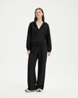 SUUKSESS Womens 2 Piece Outfits Zip Up Hoodie Sweatshirt Tracksuit Straight Wide Leg Sweatpant Lounge Matching Sets-SUUKSESS-Black-XS-SUUKSESS