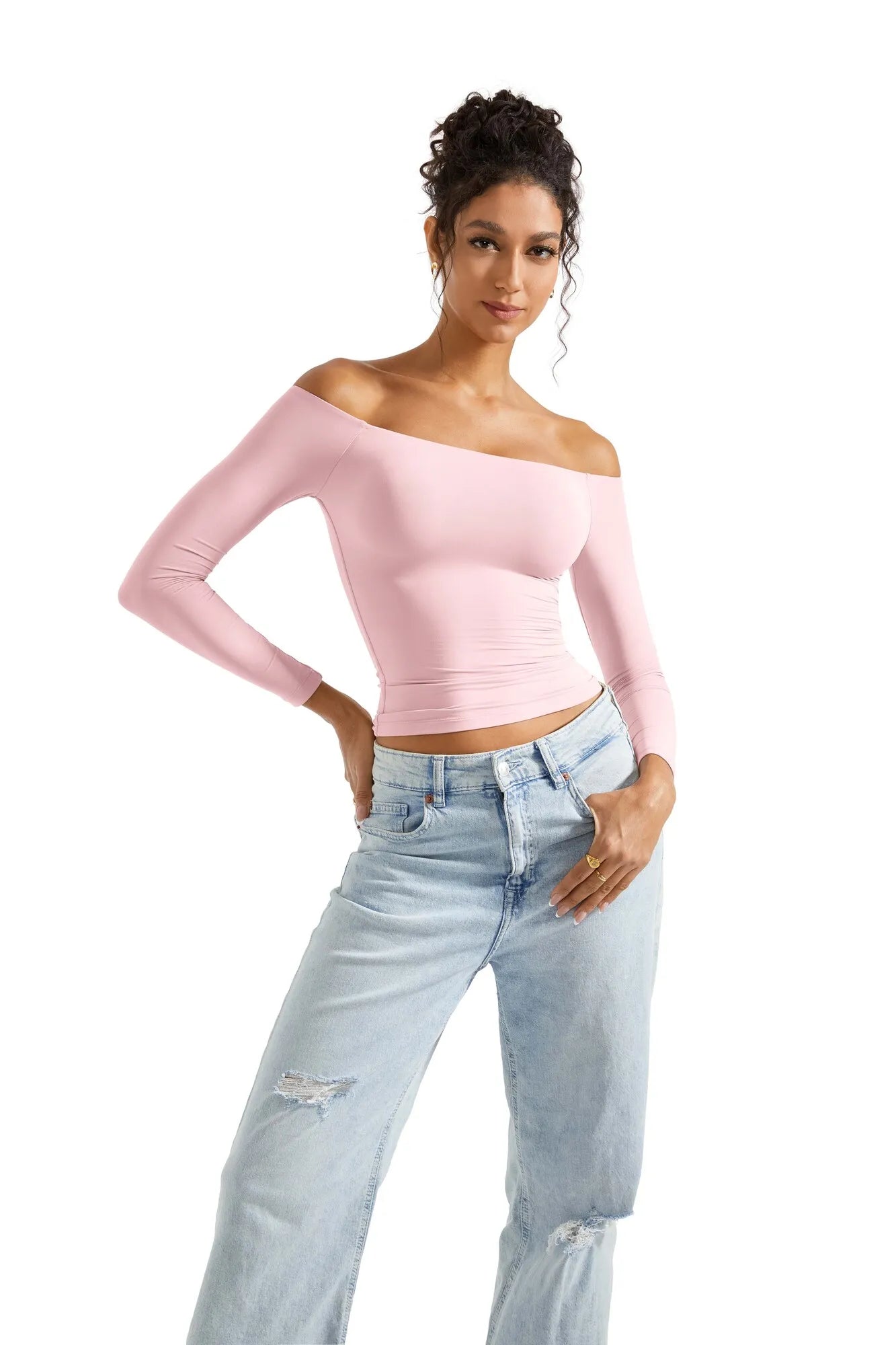 Buttery Soft Off Shoulder Shirt - Long Sleeve-Clothing-SUUKSESS-SUUKSESS