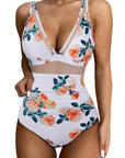 Mesh One Pieces Bathing Suit-Swimwear-SUUKSESS-White Floral-S-SUUKSESS