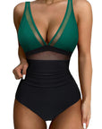 Mesh One Pieces Bathing Suit-Swimwear-SUUKSESS-Green Black-S-SUUKSESS