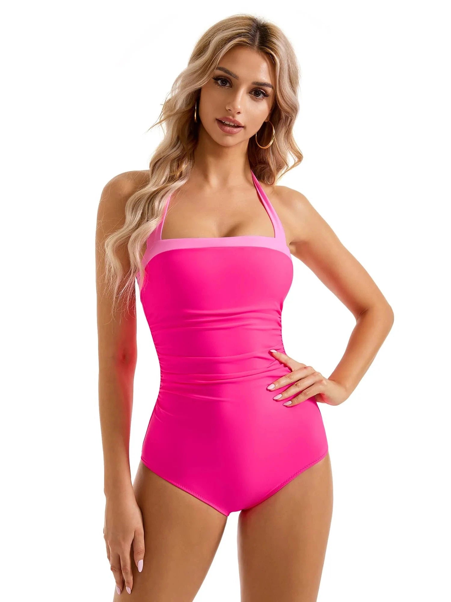 Halter Retro One Piece Bathing Suit-Swimwear-SUUKSESS-SUUKSESS