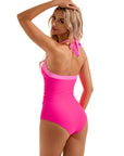 Halter Retro One Piece Bathing Suit-Swimwear-SUUKSESS-SUUKSESS