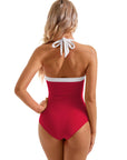 Halter Retro One Piece Bathing Suit-Swimwear-SUUKSESS-SUUKSESS