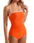 Halter Retro One Piece Bathing Suit-Swimwear-SUUKSESS-Orange-S-SUUKSESS