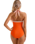 Halter Retro One Piece Bathing Suit-Swimwear-SUUKSESS-SUUKSESS