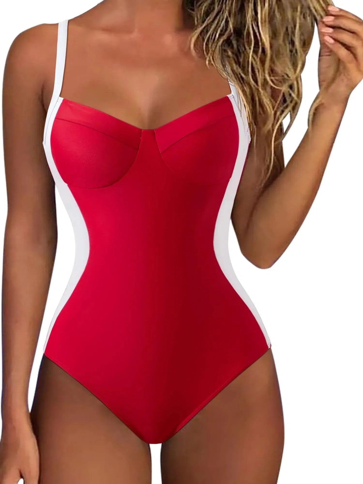 Crisscross Back Bathing Suit-Swimwear-SUUKSESS-Red-S-SUUKSESS