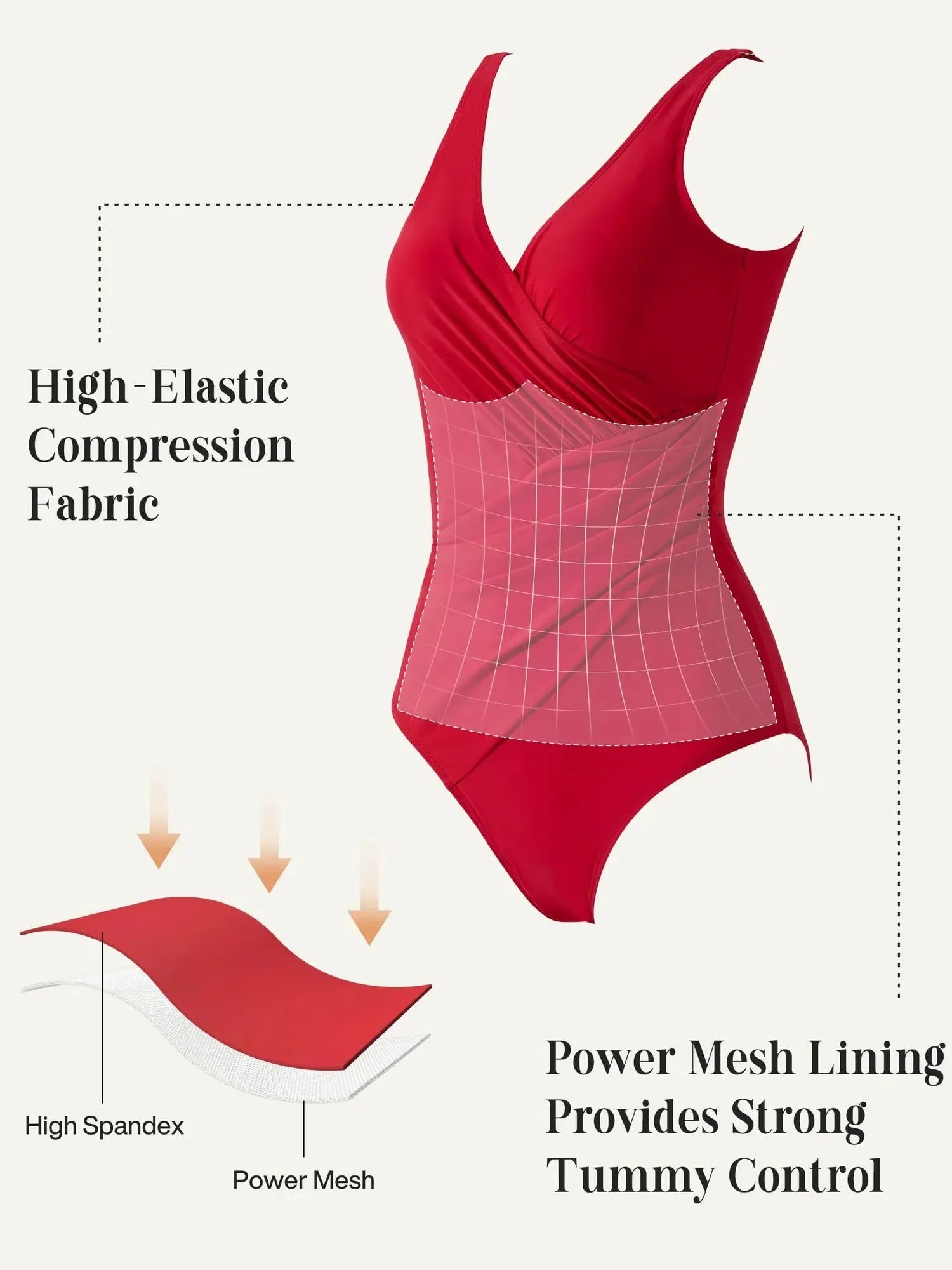 SUUKSESS Women Retro One Piece Swimsuit Sexy Tummy Control Bathing Suit-SUUKSESS-SUUKSESS