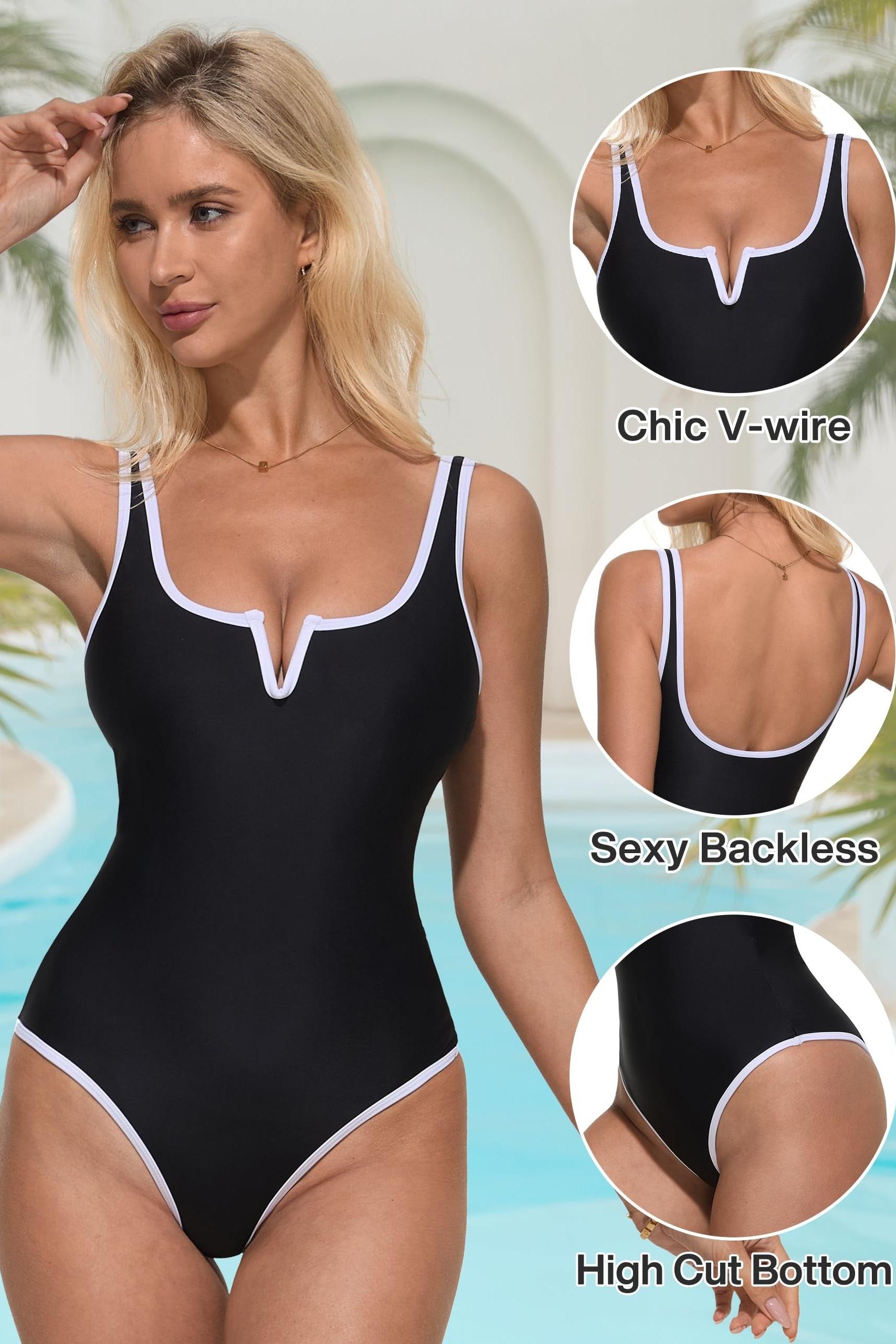 Color Block V-Wire Bathing Suit