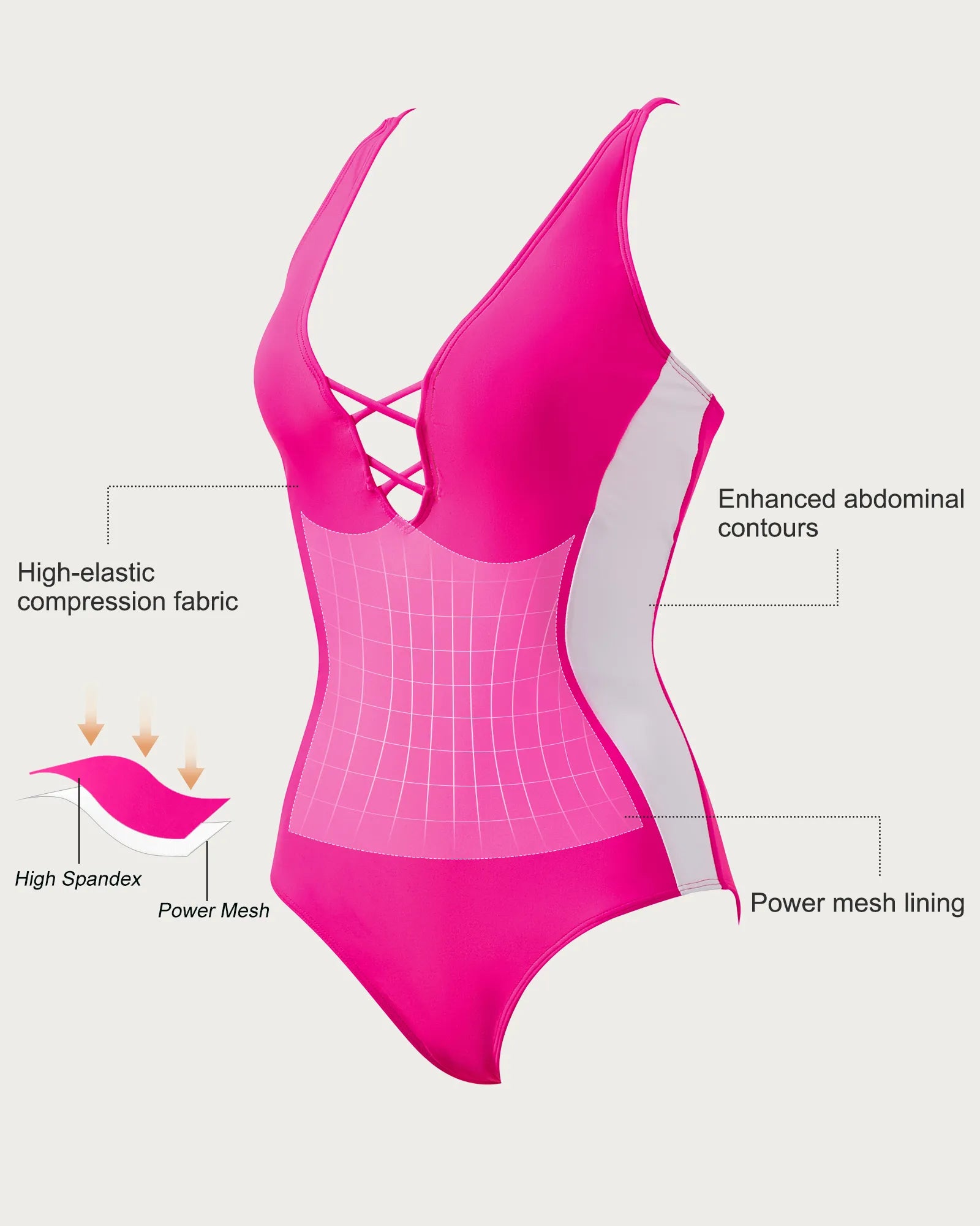 SUUKSESS Womens One Piece Tummy Control Swimsuit Crisscross Back Bathing Suits