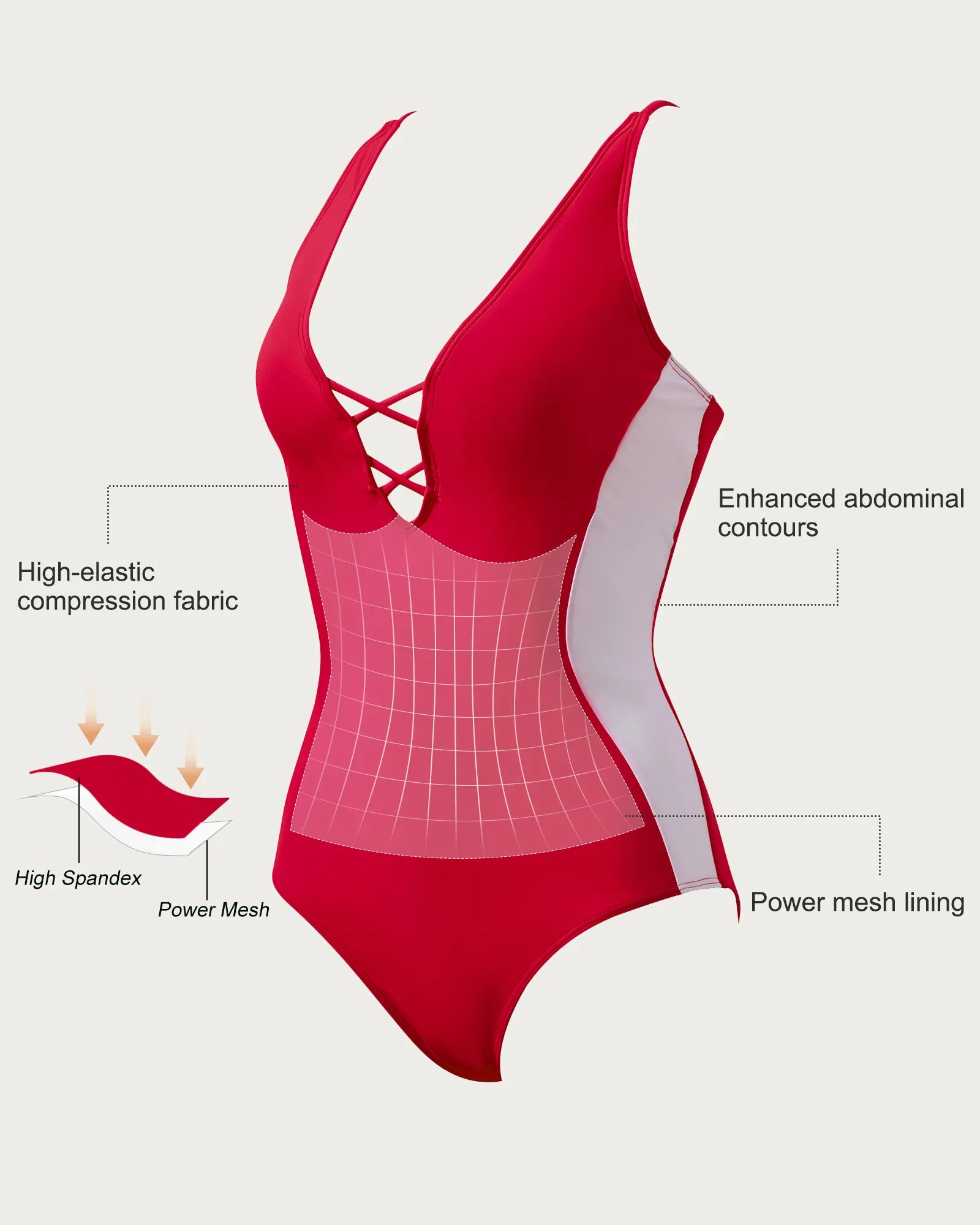 SUUKSESS Womens One Piece Tummy Control Swimsuit Crisscross Back Bathing Suits