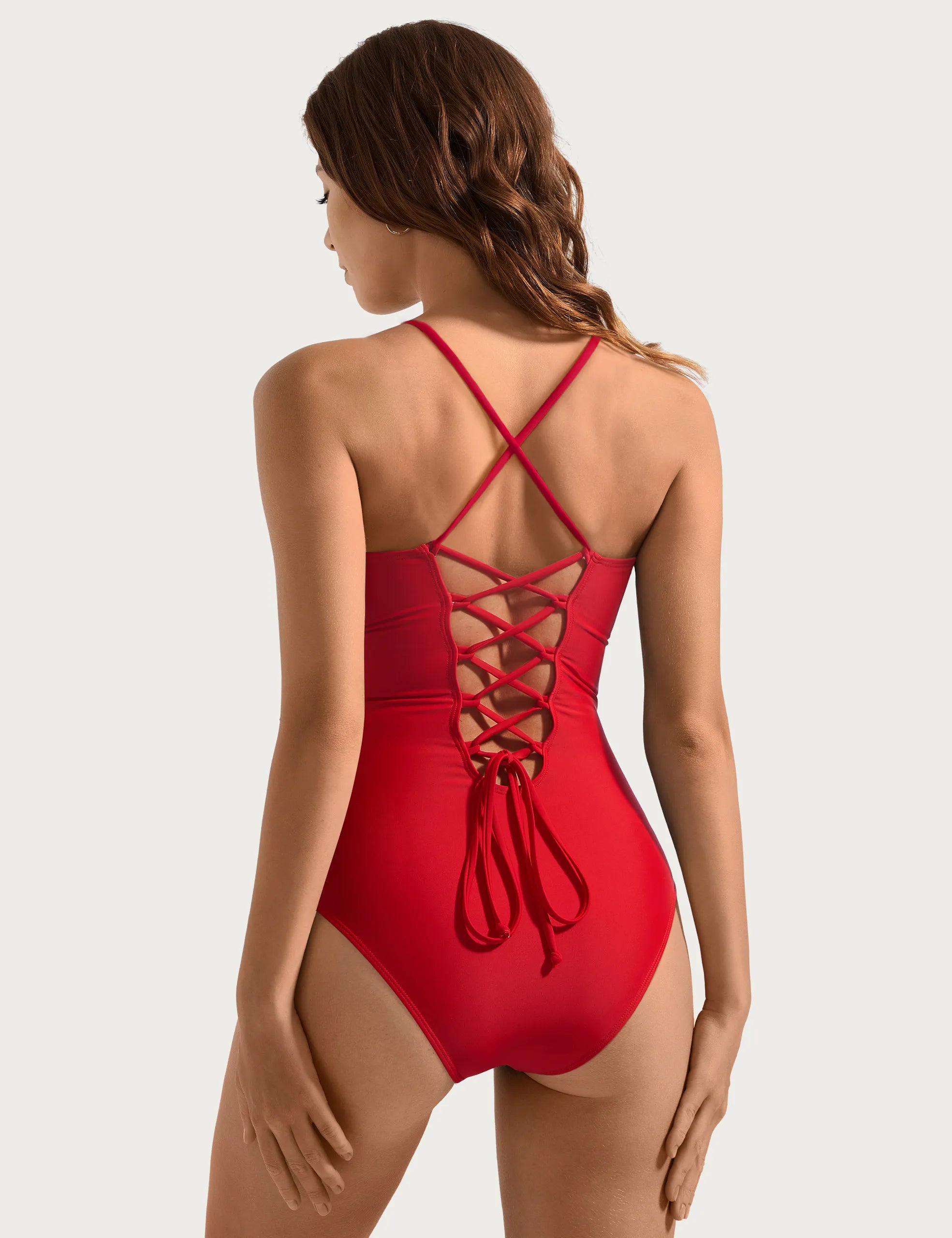 SUUKSESS Womens One Piece Tummy Control Swimsuit Crisscross Back Bathing Suits