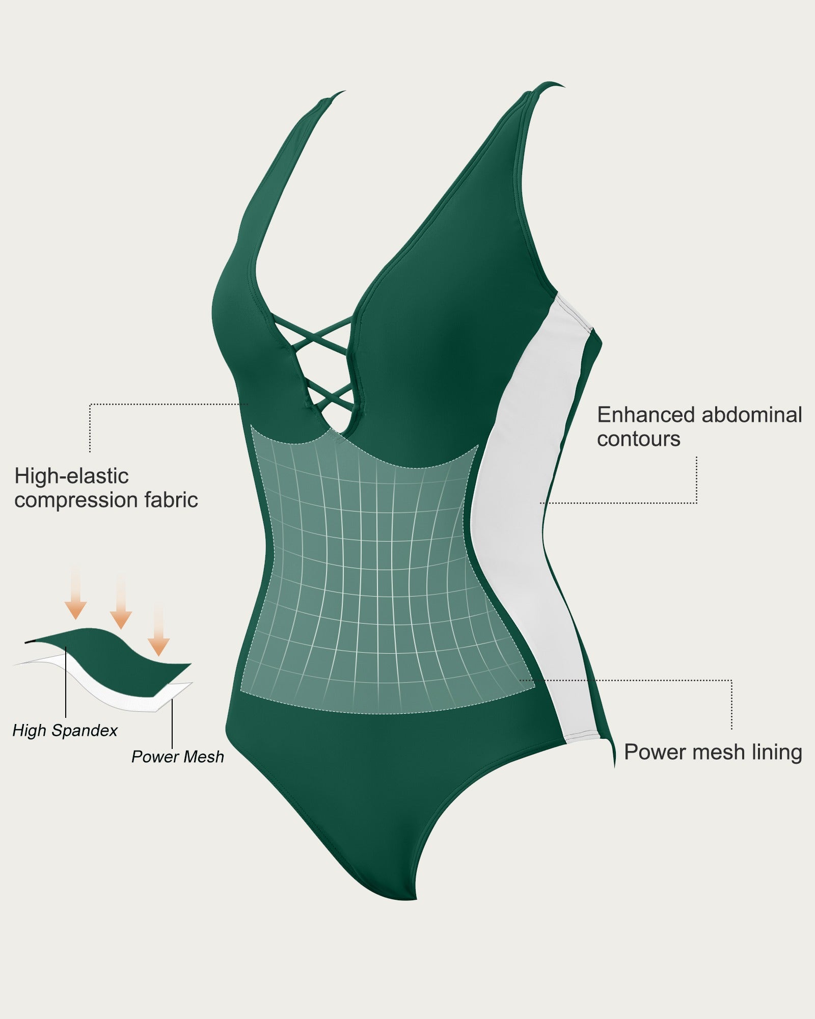 SUUKSESS Womens One Piece Tummy Control Swimsuit Crisscross Back Bathing Suits