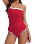 SUUKSESS Women One Piece Tummy Control Swimsuit Sexy Color Block Bathing Suit-SUUKSESS-SUUKSESS