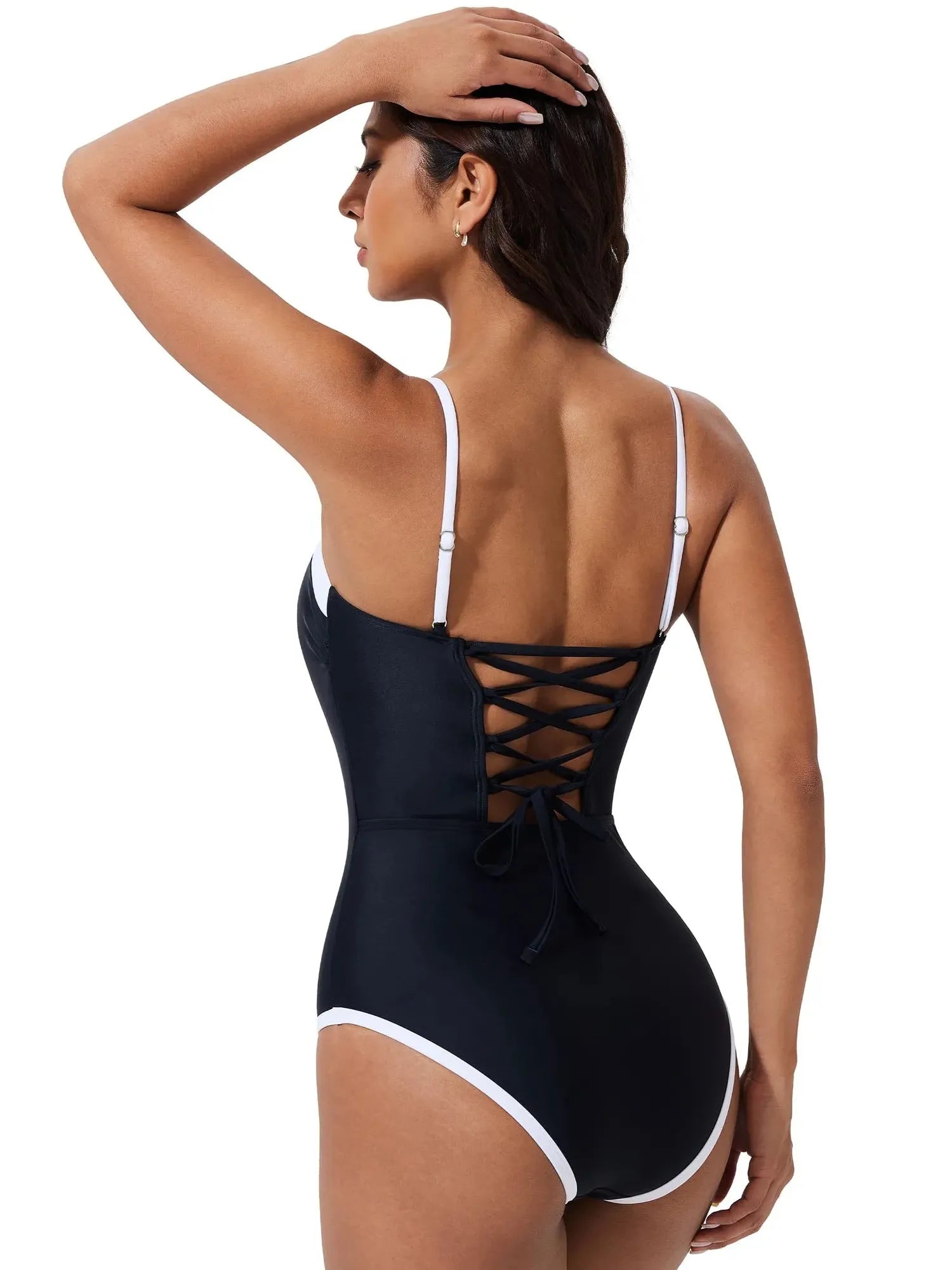 SUUKSESS Women One Piece Tummy Control Swimsuit Sexy Color Block Bathing Suit-SUUKSESS-SUUKSESS