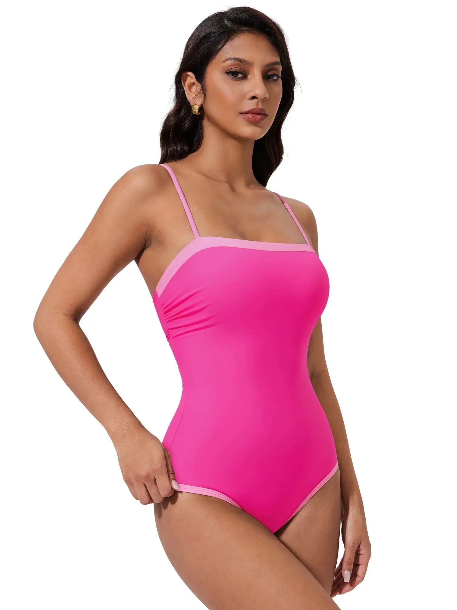 SUUKSESS Women One Piece Tummy Control Swimsuit Sexy Color Block Bathing Suit-SUUKSESS-SUUKSESS