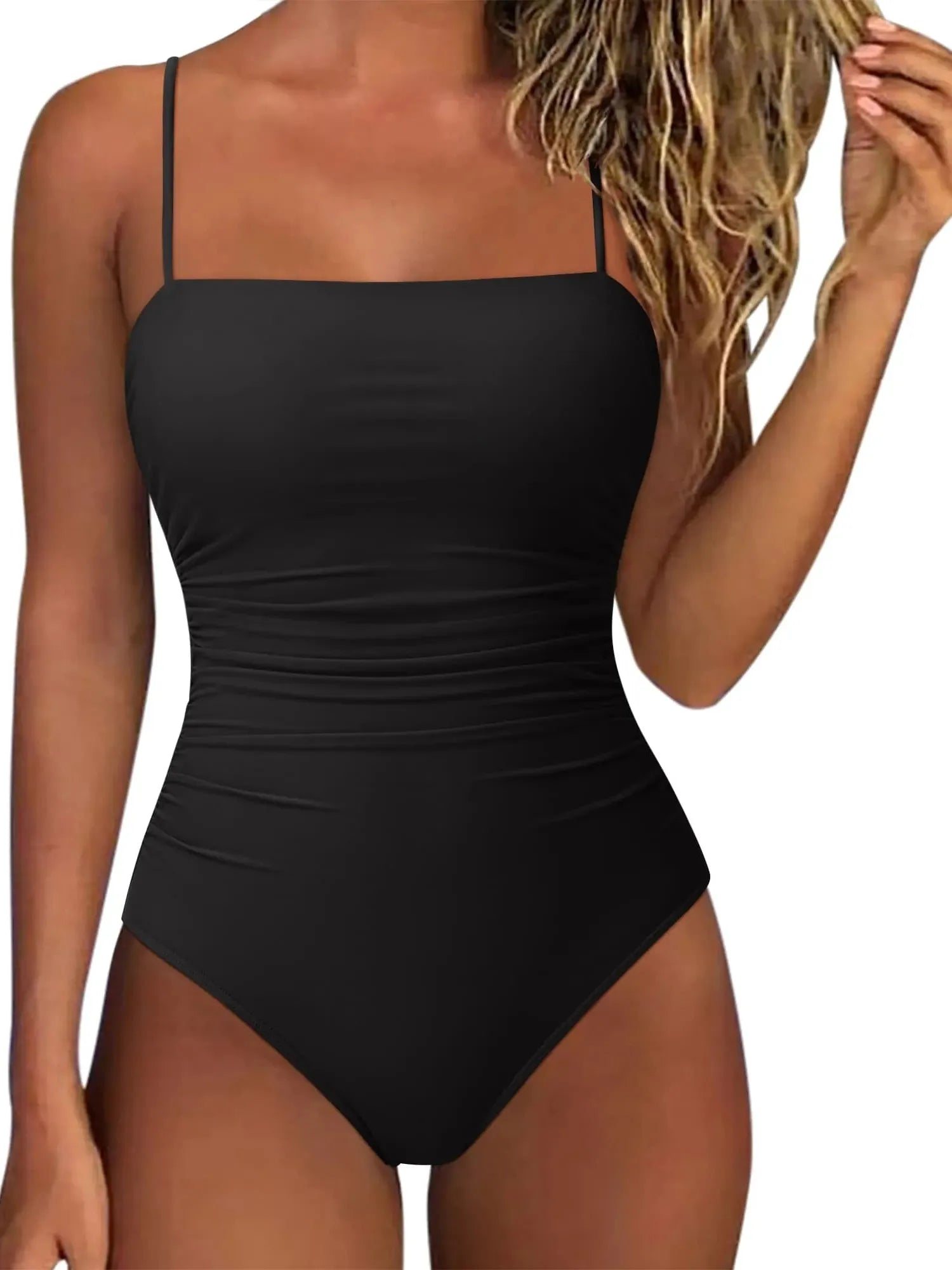 SUUKSESS Women Sexy One Piece Swimsuit Tummy Control Square Neck Bathing Suit-SUUKSESS-SUUKSESS