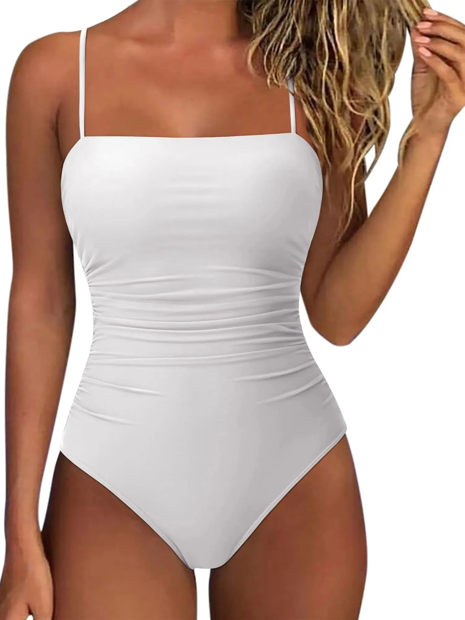 SUUKSESS Women Sexy One Piece Swimsuit Tummy Control Square Neck Bathing Suit-SUUKSESS-SUUKSESS