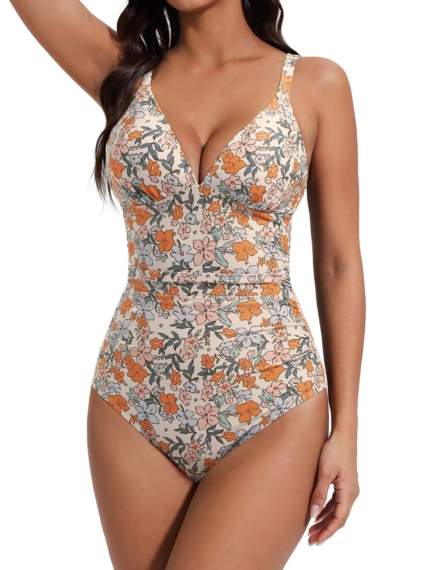 SUUKSESS Women Tummy Control One Piece Swimsuit Sexy V Neck Push Up Bathing Suit-SUUKSESS-SUUKSESS