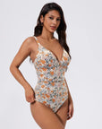 SUUKSESS Women Tummy Control One Piece Swimsuit Sexy V Neck Push Up Bathing Suit-SUUKSESS-Floral-S-SUUKSESS