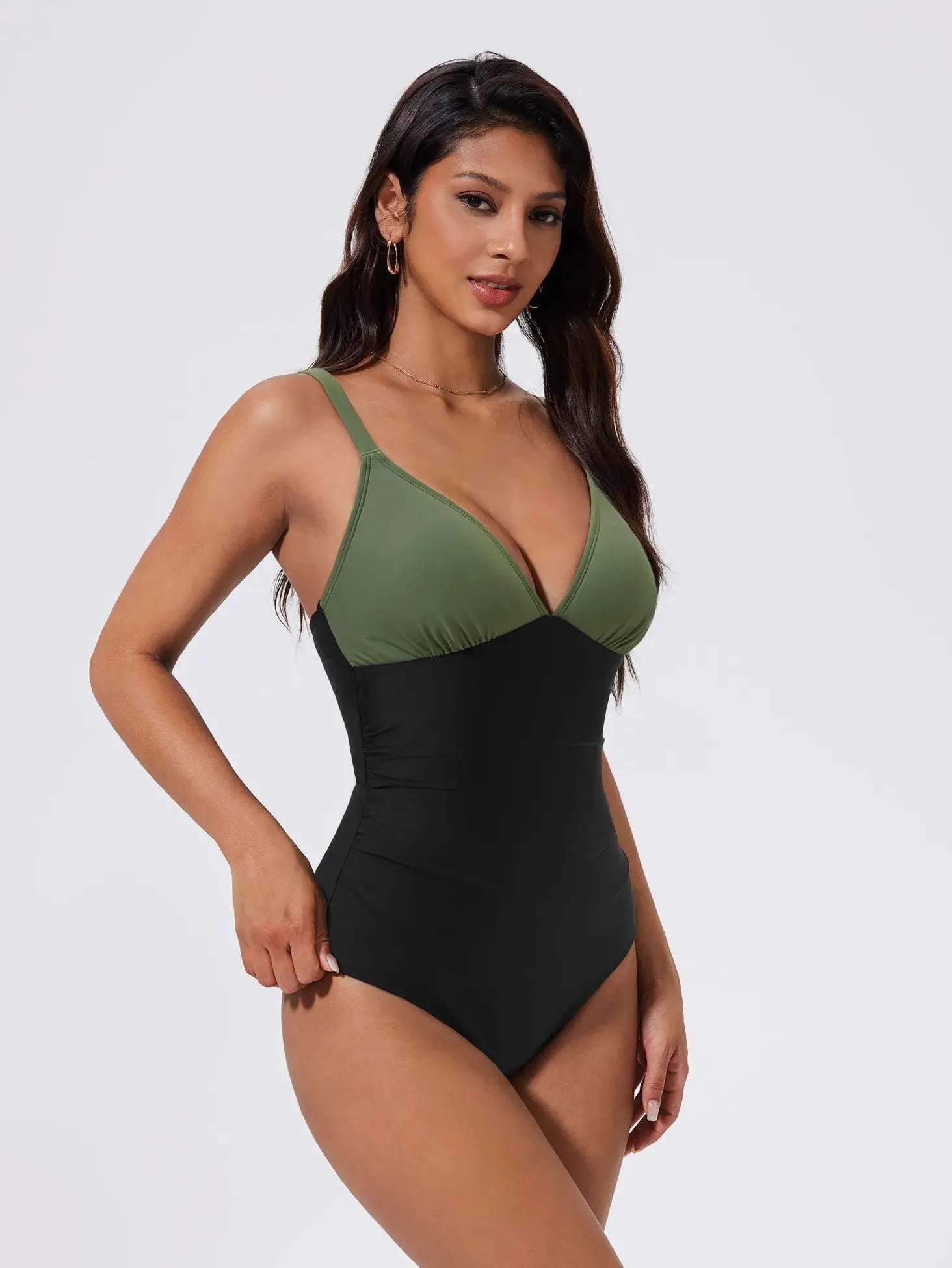 SUUKSESS Women Tummy Control One Piece Swimsuit Sexy V Neck Push Up Bathing Suit-SUUKSESS-SUUKSESS