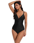 SUUKSESS Women Tummy Control One Piece Swimsuit Sexy V Neck Push Up Bathing Suit-SUUKSESS-SUUKSESS