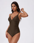 SUUKSESS Women Tummy Control One Piece Swimsuit Sexy V Neck Push Up Bathing Suit-SUUKSESS-SUUKSESS