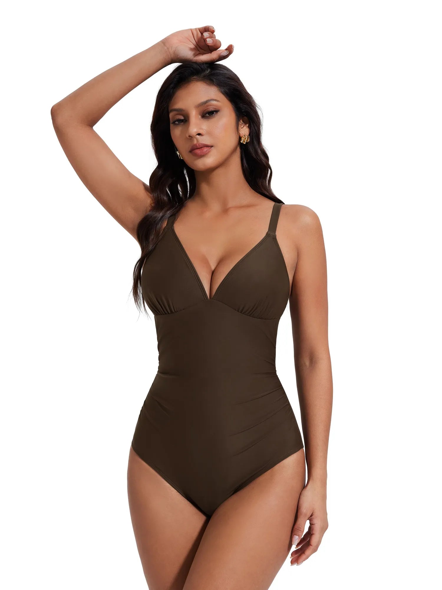 SUUKSESS Women Tummy Control One Piece Swimsuit Sexy V Neck Push Up Bathing Suit-SUUKSESS-SUUKSESS